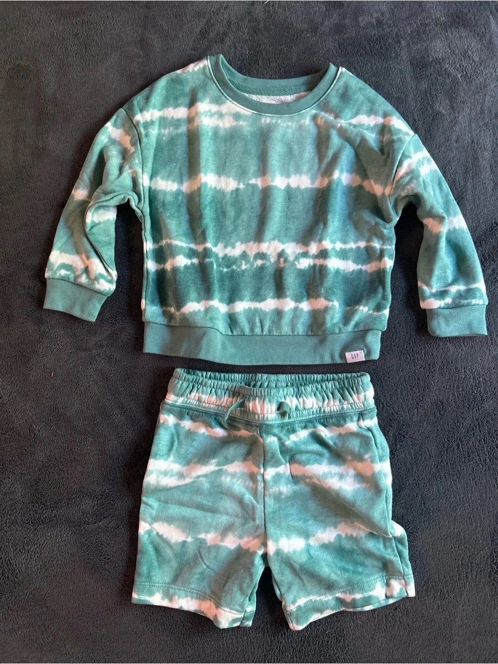 GAP Green and White Tie-Dye Kids Matching Set